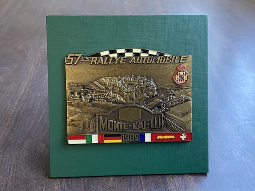 Automobilia Trophée Plaque Souvenir Enamel Rallye Monte Carlo