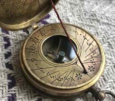 Antique Solid Brass Pocket Compass With Sundial Vintage Compass Handmade Compass