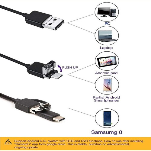 3in1 7mm USB 6 LED Endoscope 5M HD Cams Inspection Camera For Android/Laptop/PC - Picture 4 of 6