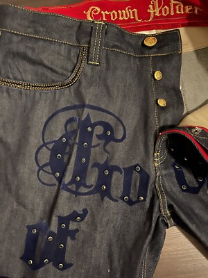 Authentic Crown Holder Men's Jeans Blue 36 Embroidered | eBay