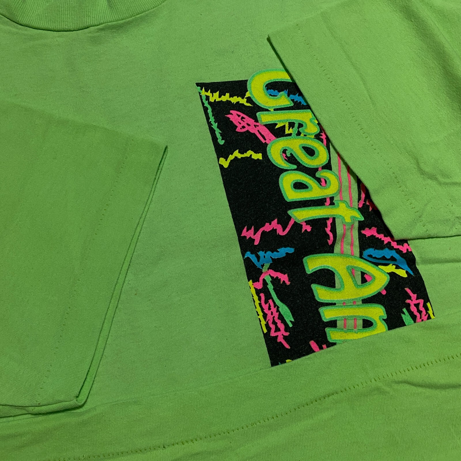 Vintage Six Flags Great America Mens T Shirt Large Green Retro 90s