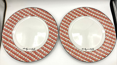 (2) Andy Warhol ~ Campbell Soup Cans ''100 Cans'' Dinner Plates 10.5  Block ~ NEW