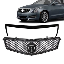 Fits 2013-2014 Cadillac ATS Front Upper Grille/Trim Molding Gloss Black 2PCS