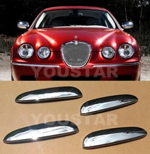 US STOCK Set x4 Bright CHROME Door Handle Lever Covers for Jaguar S-Type S Type