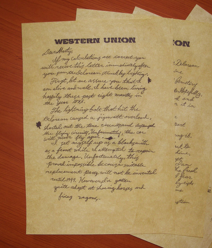 RITORNO AL FUTURO 3, LETTERA DI DOC DAL 1885 A MARTY