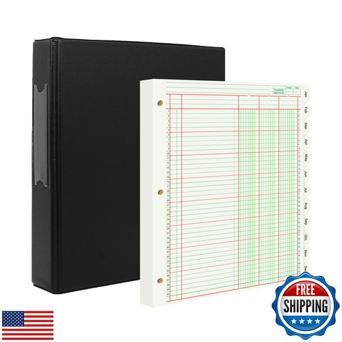 suituts 100 Sheets Accounting Ledger Paper with 3 Ring Binder and Monthly Tab