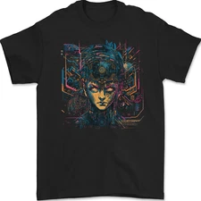 Futuristic Cyberpunk Girl Crypto Alien, Mens T-Shirt 100% Cotton
