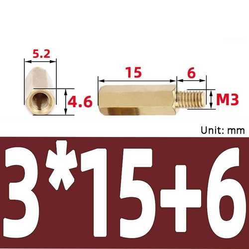 Pilar espaciador de soporte separador de columna hexagonal de latón M3 para placa de PCB de 4 mm a 60 mm de longitud - Imagen 26 de 38