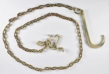 Long Shank J Hook Tow Chain 5/16" x 10' w RTJ Cluster & Grab Hook 4700 lbs WLL