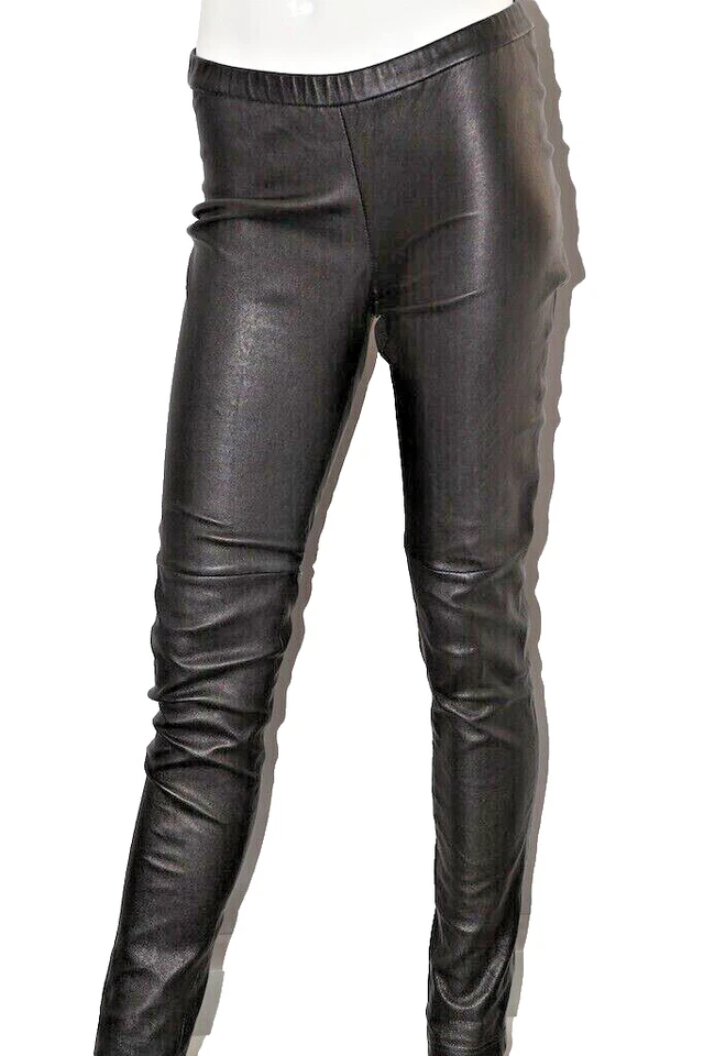 Pantalones Leggings LEITH Cuero Negro Pierna Ajustada Para Mujer Talla M Moderno Estilo Elegante Foto 3 de 4