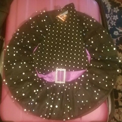 HALLOWEEN WITCHES HAT 18'' BLACK WITH PURPLE BAND & SEQUINS 18''