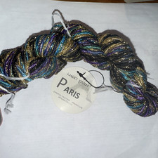 Lucci Yarn - PARIS - #74 blue black & gold multicolor metallic ribbon - 100yd