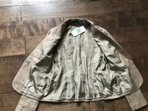 Giacca di lino leggera donna Kenneth Cole marrone/crema taglia 8 - Foto 9 di 10