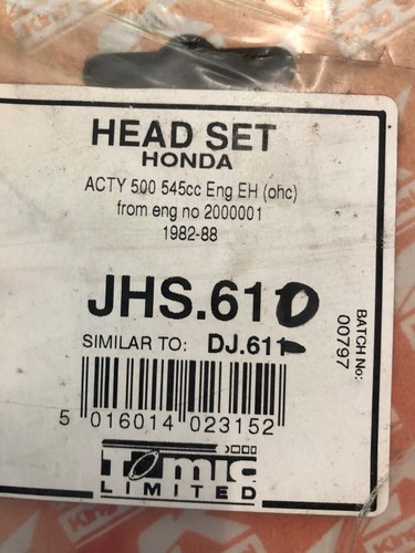 Honda Acty 550 Head Gasket set 1982-88 twin cylinder DJ610 Tomic ltd - Picture 2 of 5