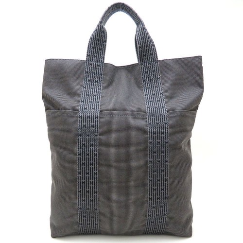 HERMES Herline Cabas Tote Bag Unisex Nylon canvas Gray/352330