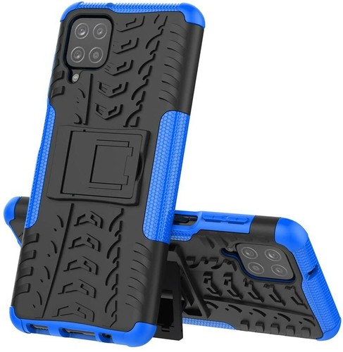 Samsung Galaxy A12 Case 6.5 Inch Shockproof Kickstand Dual Layer Blue Case Cover - Picture 2 of 11