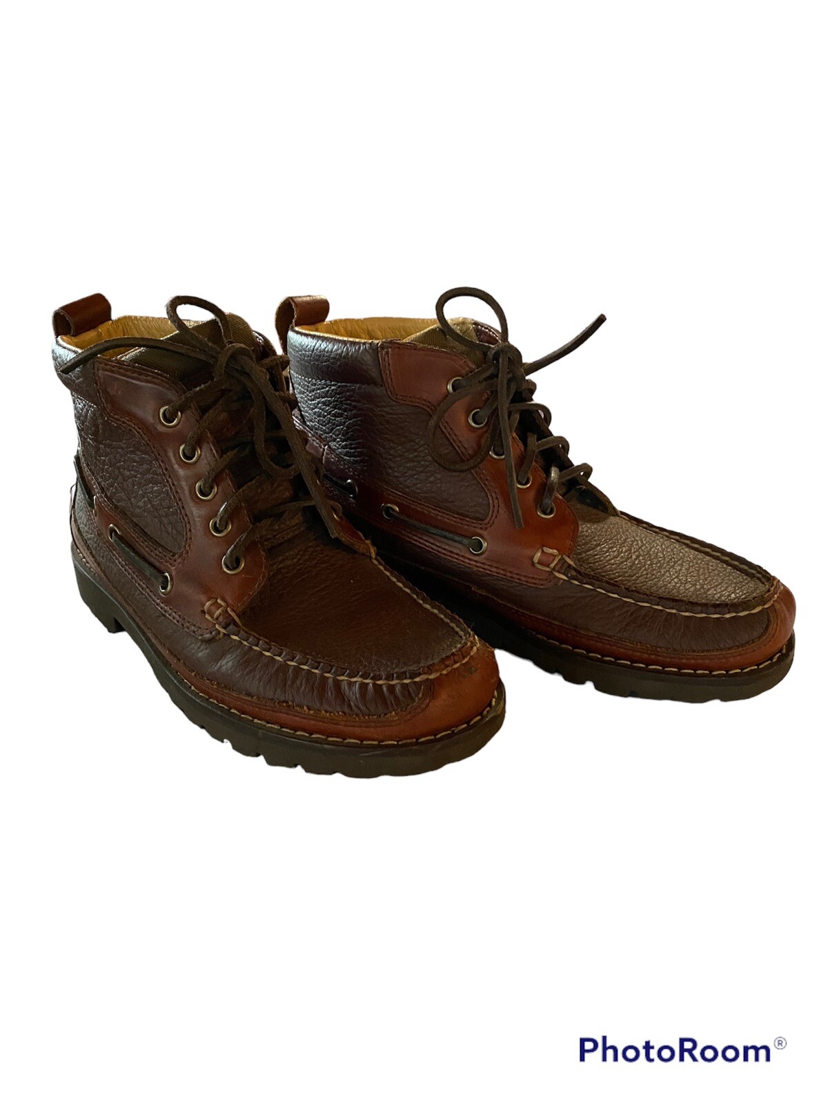 LL Bean Brown Bison Leather Lace Chukka Allagash Chukka Boots 244479