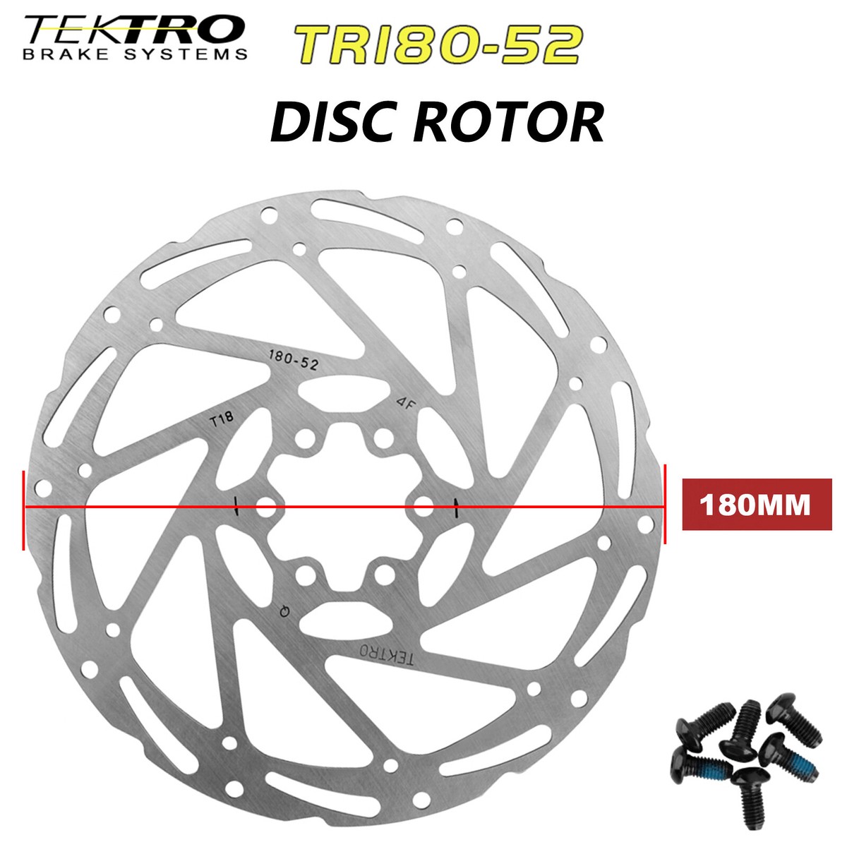 パーツ Tektro t2.3mm 180mm 6-Bolt Brake Rotor Tektro---Rotor---SR-Suntour-E-