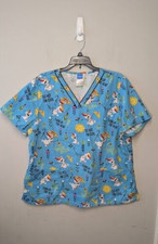 Disney Frozen Olaf Turn Up The Heat  So Hot I'm Cool Women's Scrub Top Sz XL