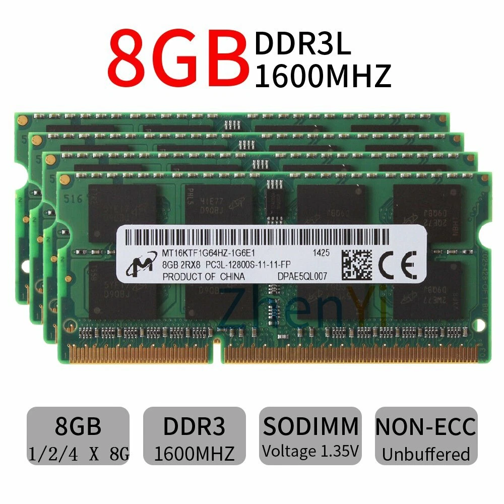 32GB 16GB 8GB 1600MHz DDR3L PC3L 12800 SO DIMM Laptop Memory SDRAM
