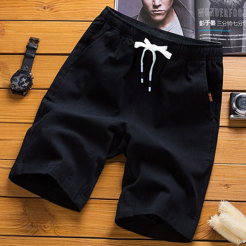 Men Cotton Linen Shorts Elastic Waist Drawstring Summer Loose Casual Pant Beach/ - Picture 18 of 22