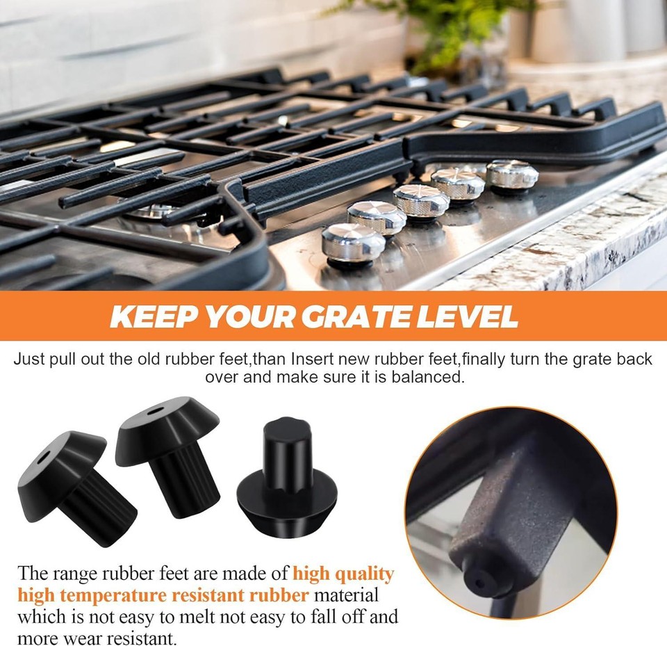 24x Stove Gas Range Grate Rubber Feet Bumper Frigidaire Gallery Kit