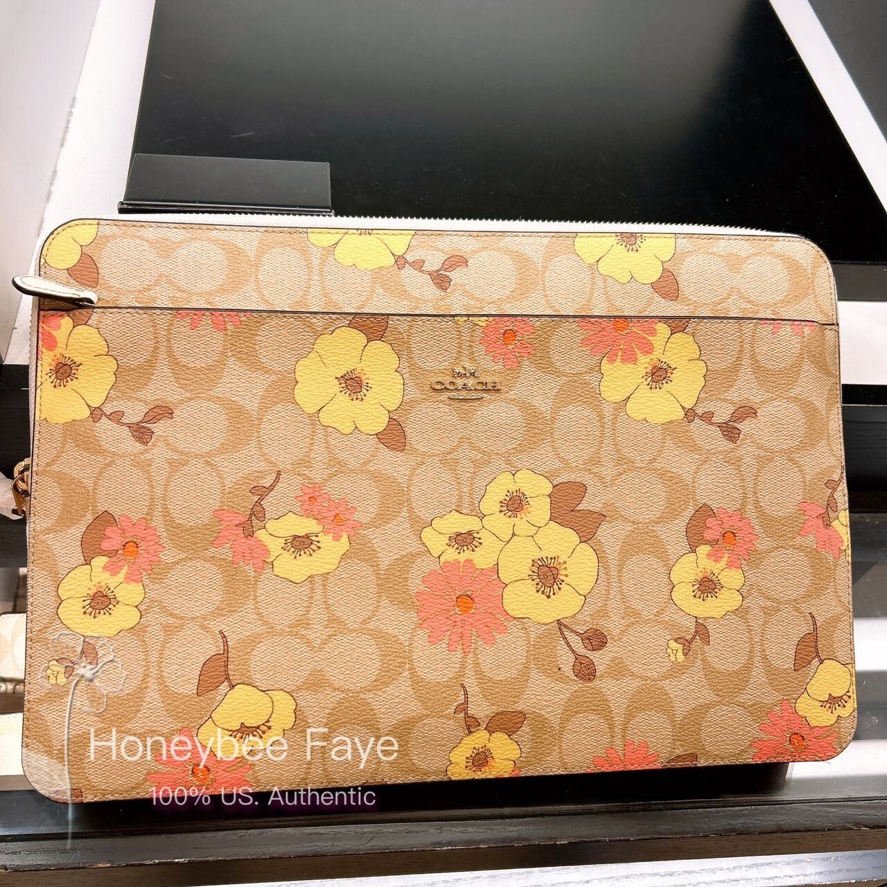 NWT Coach Laptop Sleeve In Signature Canvas With Floral Cluster Print