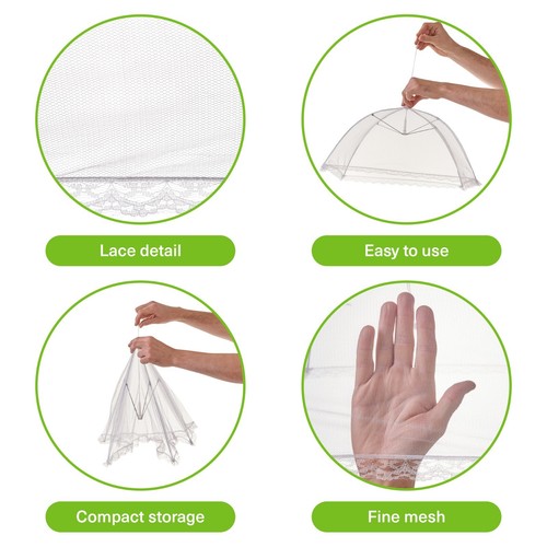 5 x Collapsible Food Covers Nets Mesh Insect Fly Protector Kitchen Outdoor BBQ - Picture 3 of 7