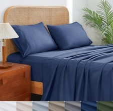 King Size Sheets Set- 1800TC Microfiber Deep King (U.S. Standard) Navy Blue