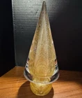 Vtg Murano Italian Glass Christmas Tree Clear And Gold Modern 9”