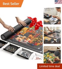 Effortless Puzzle Organization: 1500 Piece Mat with Carry Bag  Sorting Trays