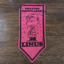 RARO 1970 LINUS Peanuts Pennant FIOCCHI DI NEVE INQUINATI! Rosa Charles Schulz