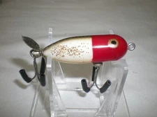Vintage Heddon Tiny Torpedo - White, Silver Flitter, Red Head - EX Cond.