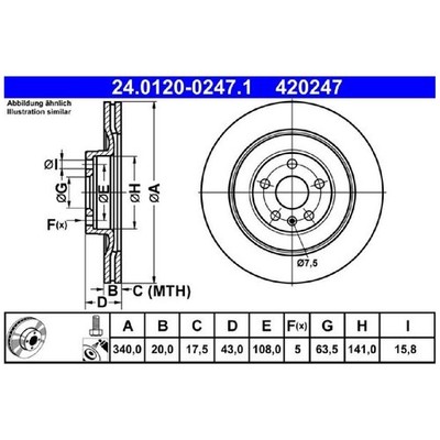 ATE 2 Bremsscheiben + 1 Satz Beläge hinten 25945923