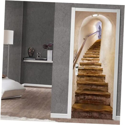 3D Stone Ladder Peel and Stick Door Stickers Self 33.5'' W x 84.6'' H A5231