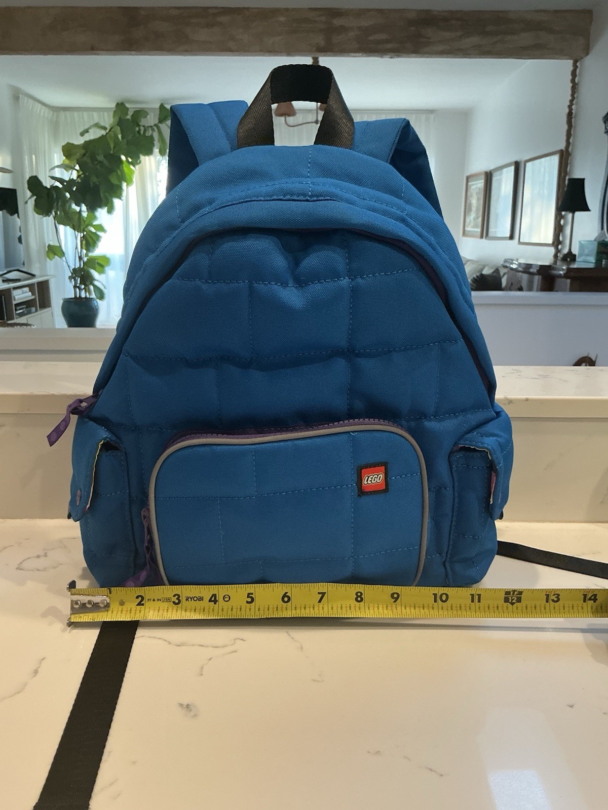Lego x Target Collection Quilted Puffer Backpack Blue Limited Edition EUC