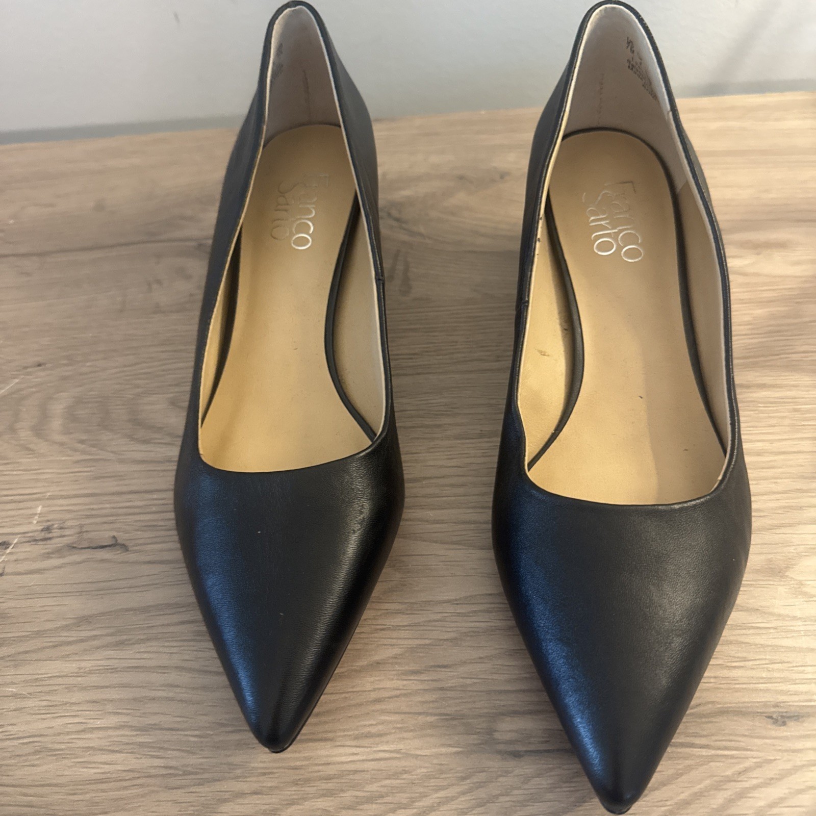 Franco Sarto Romi Black Leather Women's Block Heeled Shoes Size 7 M