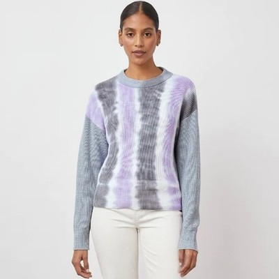 Rails Karis Sweater Aqua Tie Dye Cotton Cashmere Pullover Purple Grey Small NEW