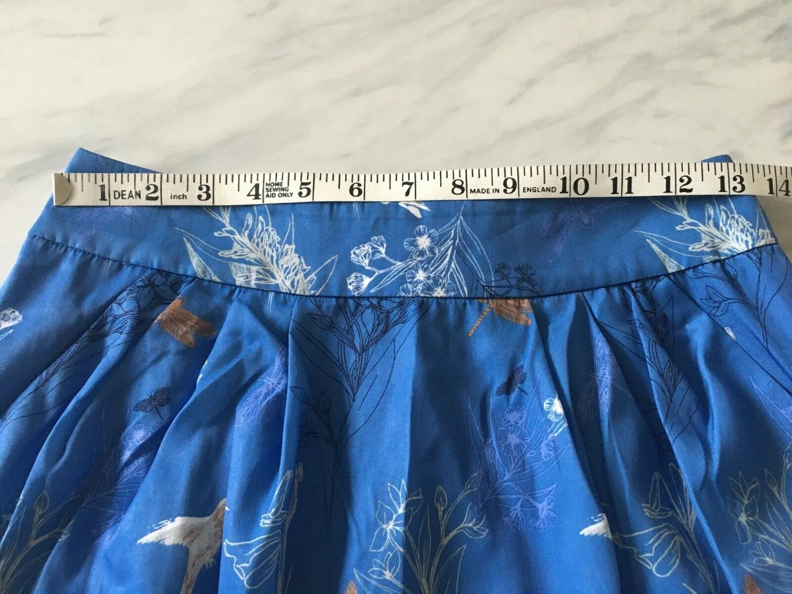 H&M Skirt 10UK Blue Floral Hummingbird Botanical Tulip Pockets 6US 36EU thumbnail 8