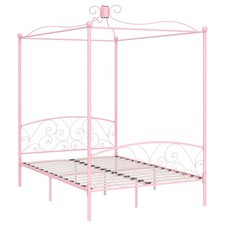 Letto a Baldacchino Rosa in Metallo 120x200 cm