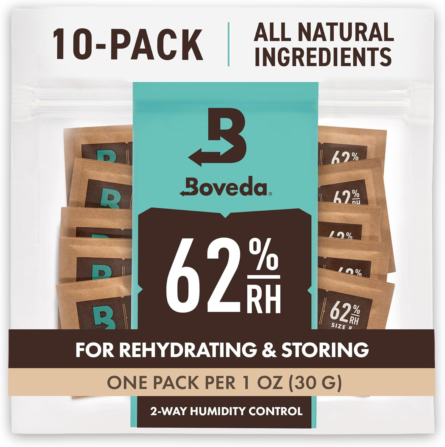 Boveda 62% RH Size 8-10 Pack Two-Way Humidity Control Packs 