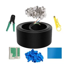 Cat6 Outdoor Ethernet Cable 500 FT with Tool Kit, Heavy Duty Network Internet...