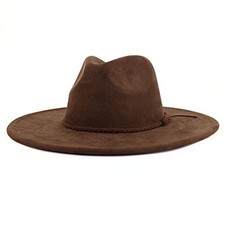 LIDHAY Big Wide Brim Fedora Hats for Women Men Western Suede One Size Coffee