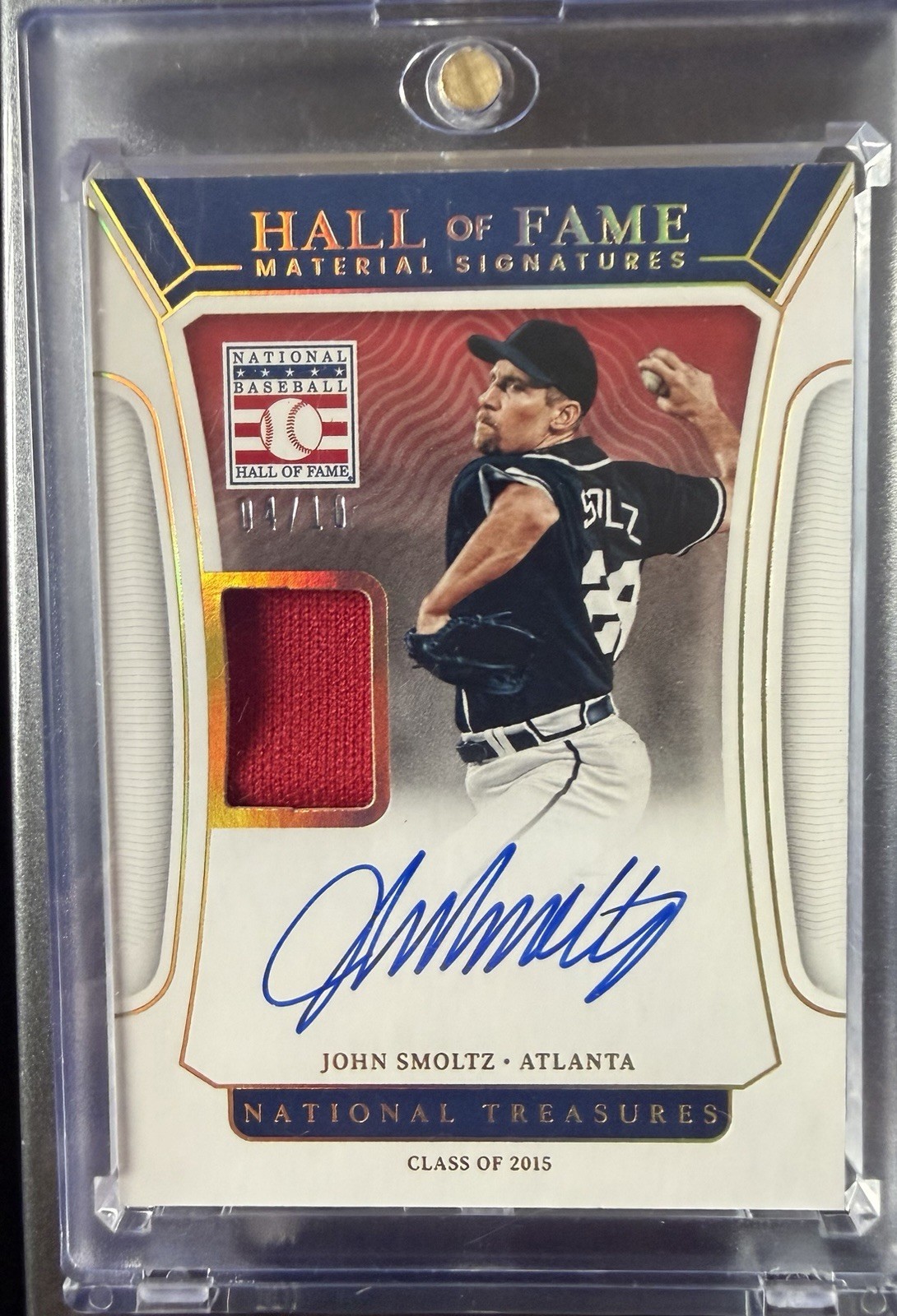 2022 Panini National Treasures John Smoltz Hall of Fame Material Auto /10