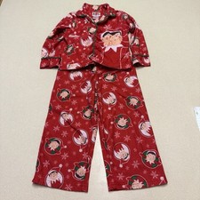 2pc Elf On The Shelf Pajamas Unisex Kids 4T Button Up Pjs Flame Resistant 