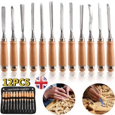 12Pcs Wood Carving Chisel Set Woodworking Lathe Gouges DIY Detailed Hand Tools