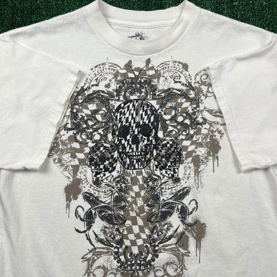 Vintage Ink Skull Tribal Jesse Pinkman T-Shirt Mens Medium White Cyberpunk Y2K