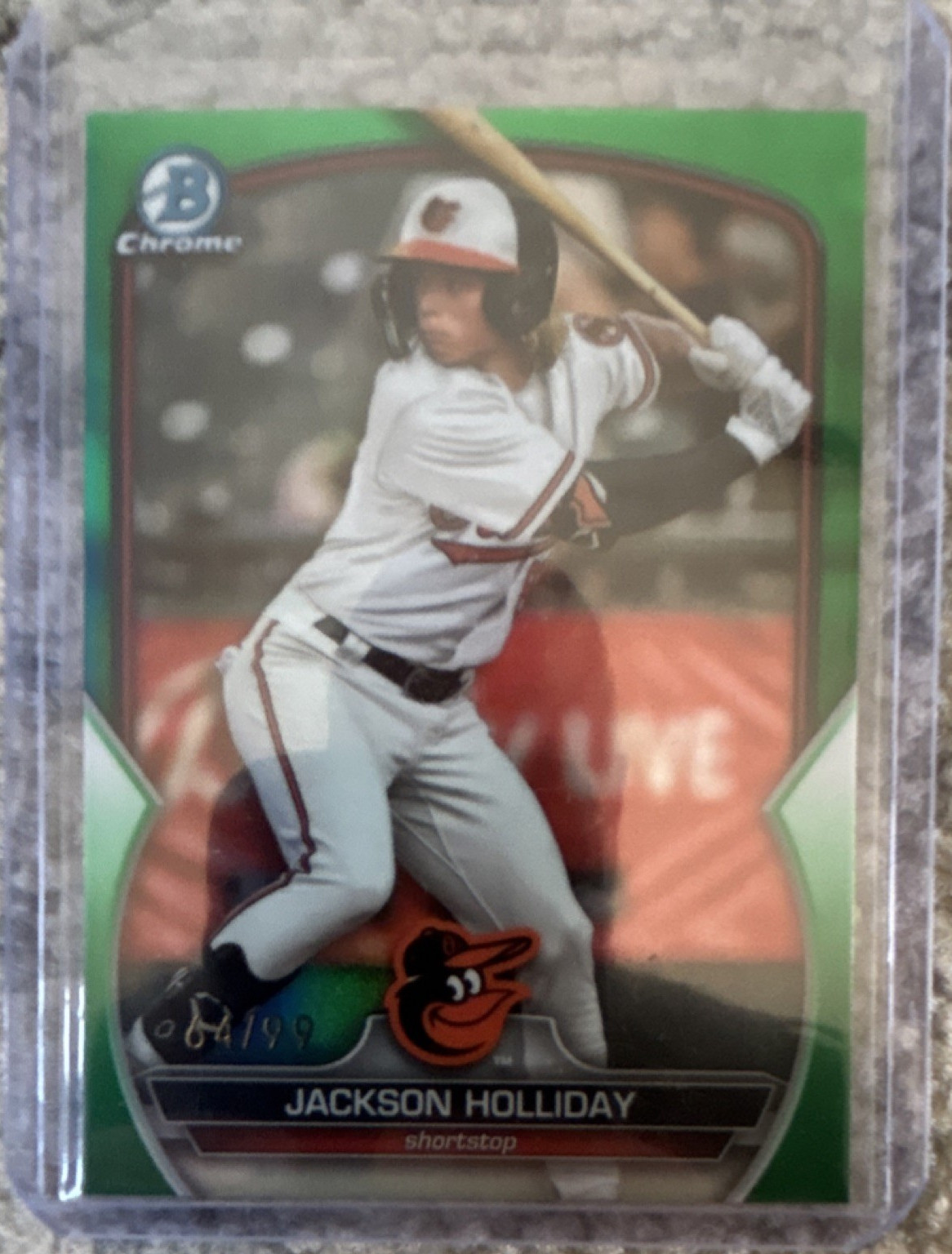 Bowman 2023 Chrome Green Refractor /99 Jackson Holliday Orioles BDC-118