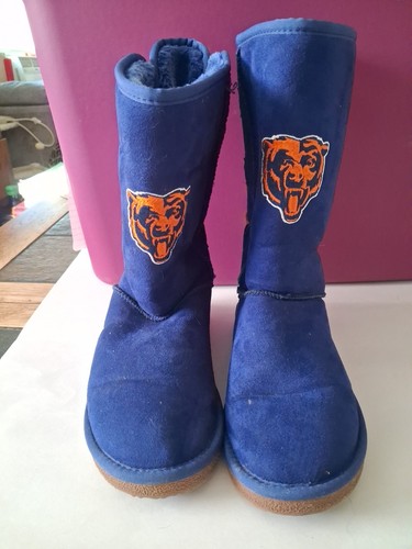 Chicago Bears Damen 8W Cuce Slipper Stiefel blau mit orangem Logo und Band - Bild 2 von 9