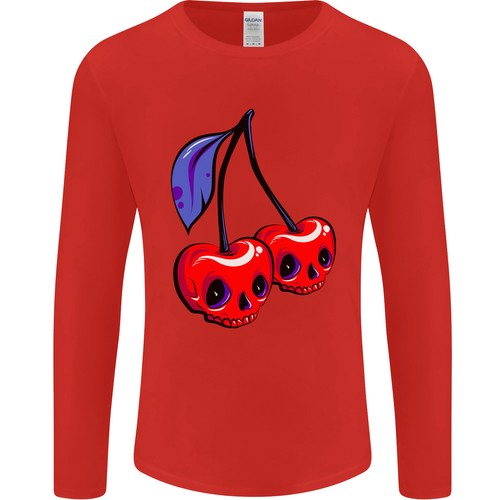Camiseta De Manga Larga Para Hombre Con Calaveras De Cereza - Imagen 5 de 15